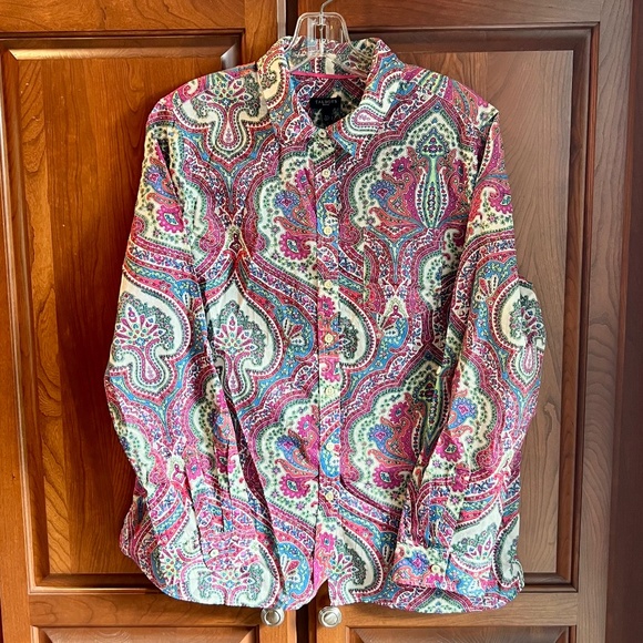 Talbots Paisley Long-Sleeve blouse size PL - Picture 1 of 9